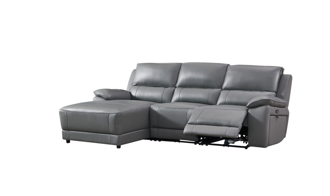 Gio Italia Living Room Set Hailey Adobe Leather Power Recliner Sofa in Gray-Jennifer Furniture