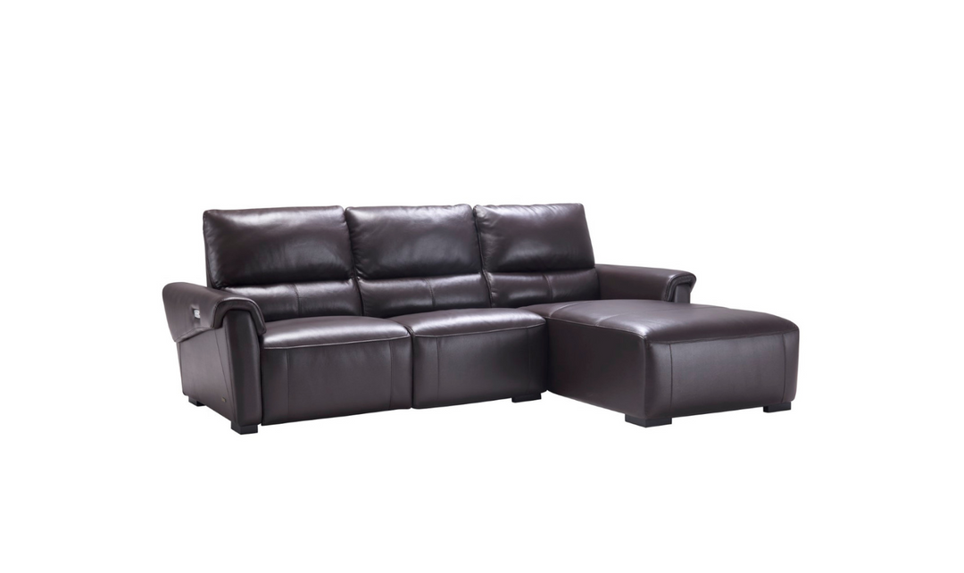 Gio Italia Leather Left-Hand Facing Recliner Sectional Sofa in Brown-Jennifer Furniture