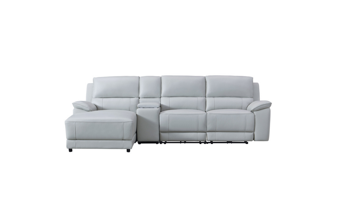 Gio Italia Living Room Set Hailey Smoke Gray Leather Power Recliner Sofa-Jennifer Furniture