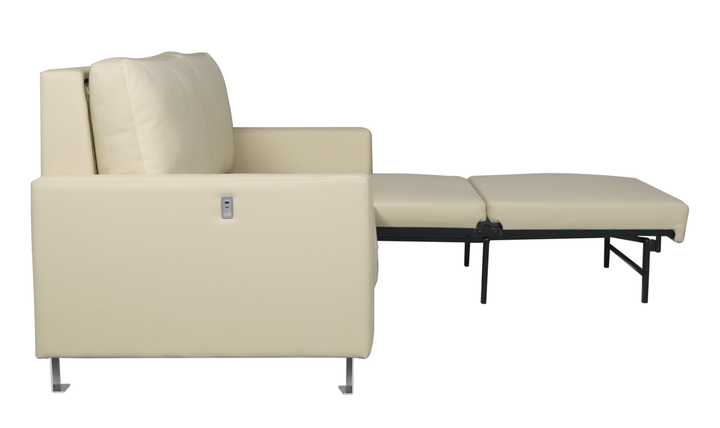 Cuddle Queen Leather Sleeper Sofa With Wood and Chrome Legs