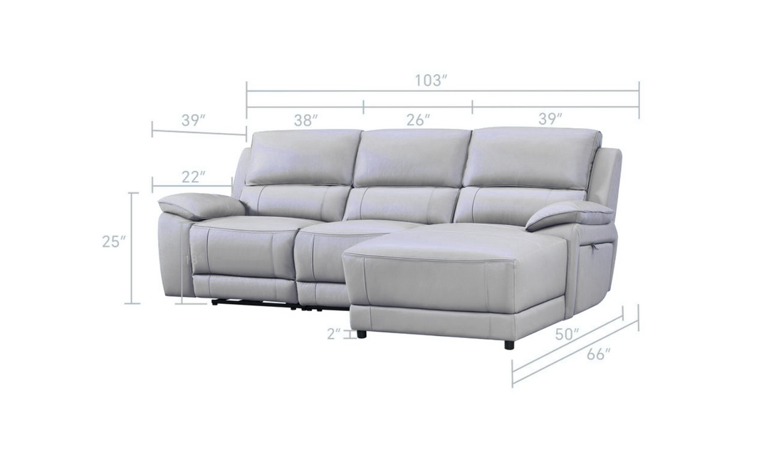 Gio Italia Living Room Set Hailey Smoke Gray Leather Power Recliner Sofa-Jennifer Furniture