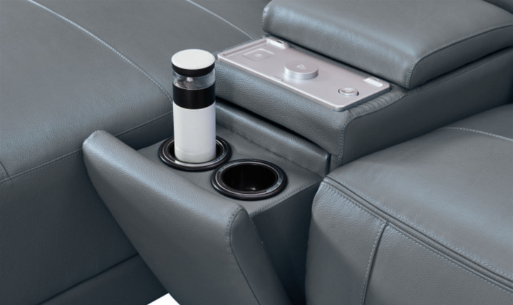 Gio Italia Living Room Set Hailey Adobe Leather Power Recliner Sofa in Gray-Jennifer Furniture