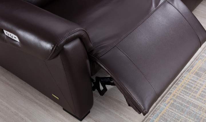 Gio Italia Leather Left-Hand Facing Recliner Sectional Sofa in Brown-Jennifer Furniture
