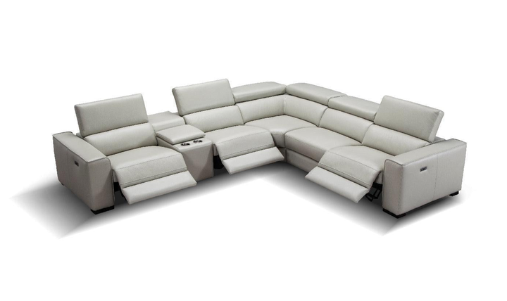 Jennifer Italia Incanto  L-Shaped Leather/Fabric Motion 6pc Sectional