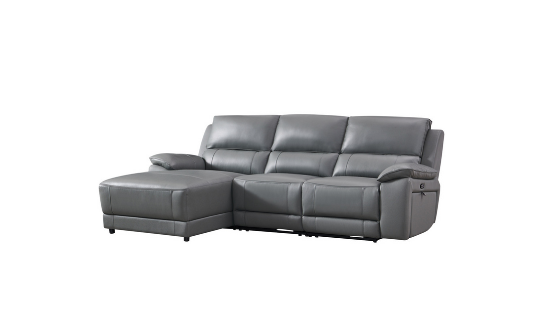 Gio Italia Living Room Set Hailey Adobe Leather Power Recliner Sofa in Gray-Jennifer Furniture
