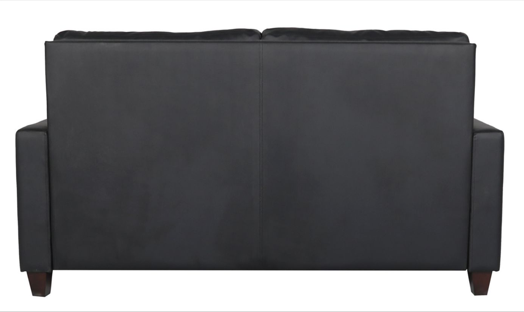 Cuddle Queen Leather Sleeper Sofa With Wood and Chrome Legs