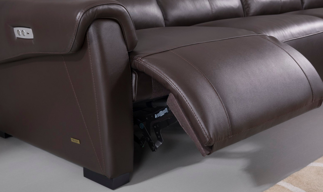 Gio Italia Leather Left-Hand Facing Recliner Sectional Sofa in Brown-Jennifer Furniture