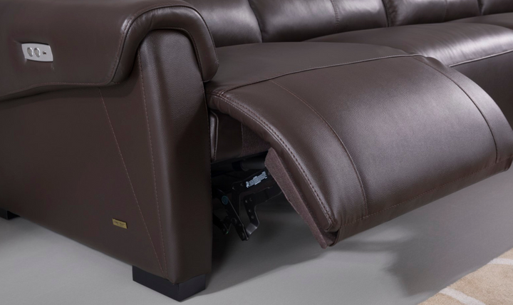 Gio Italia Leather Left-Hand Facing Recliner Sectional Sofa in Brown-Jennifer Furniture