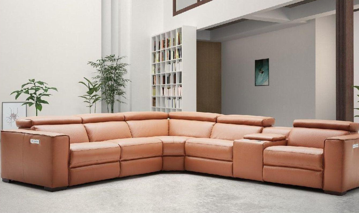 Jennifer Italia Incanto  L-Shaped Leather/Fabric Motion 6pc Sectional