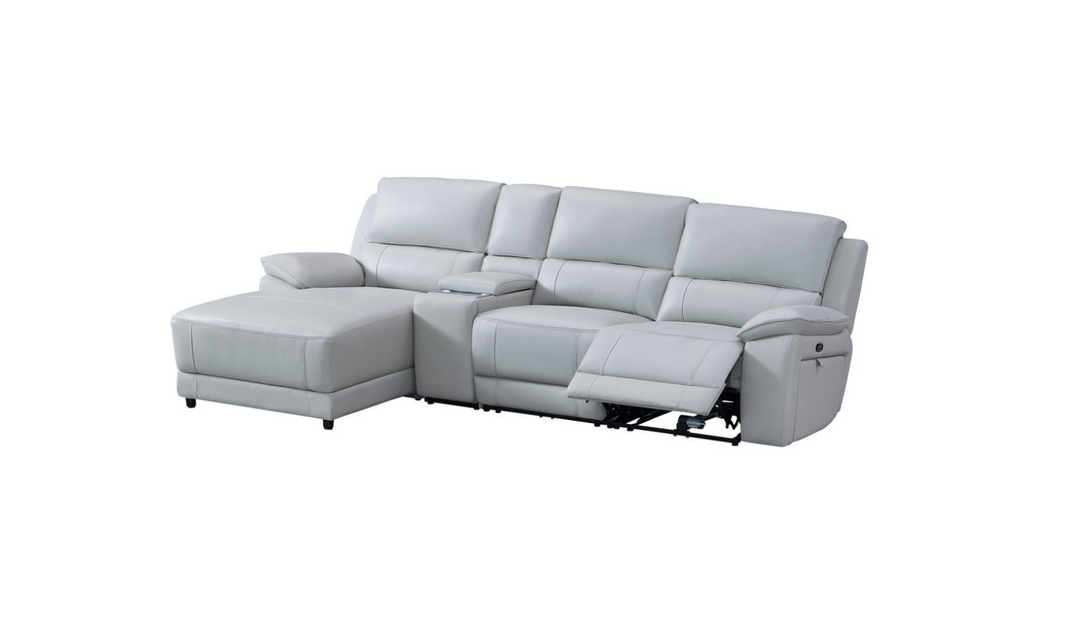 Gio Italia Living Room Set Hailey Smoke Gray Leather Power Recliner Sofa-Jennifer Furniture