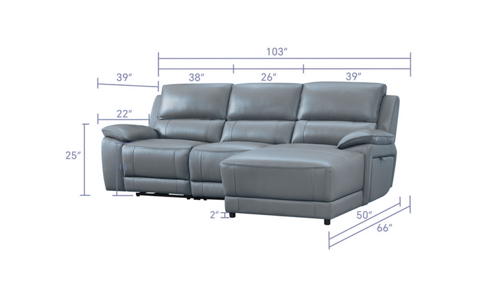 Gio Italia Living Room Set Hailey Adobe Leather Power Recliner Sofa in Gray-Jennifer Furniture