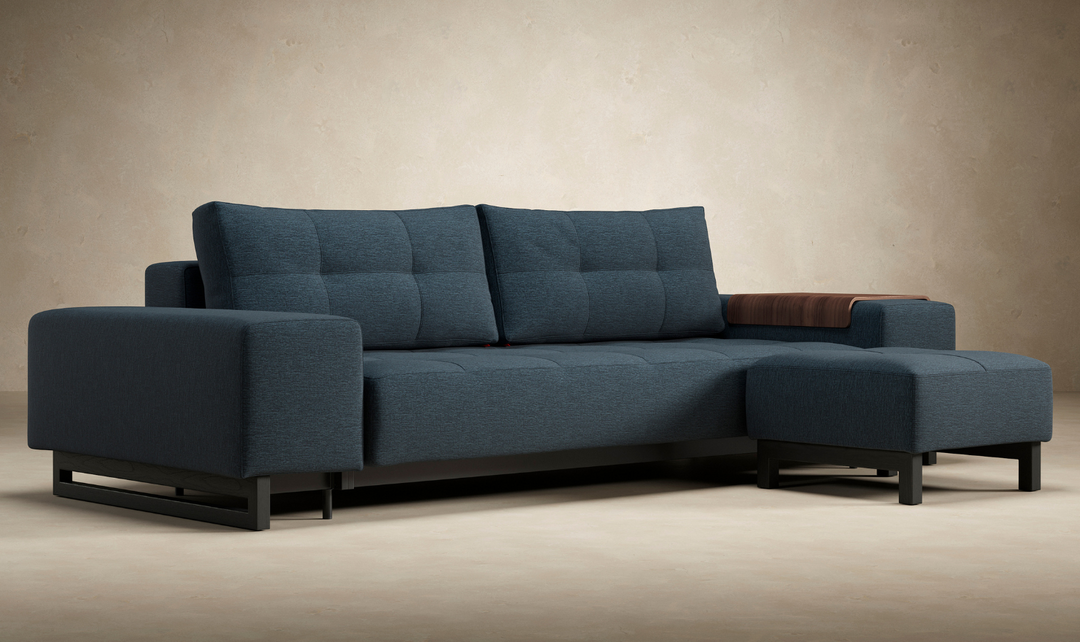 Innovation Living Grand DEL 2-Seater Fabric Sofa Bed with Ottoman-Jennifer Furniture