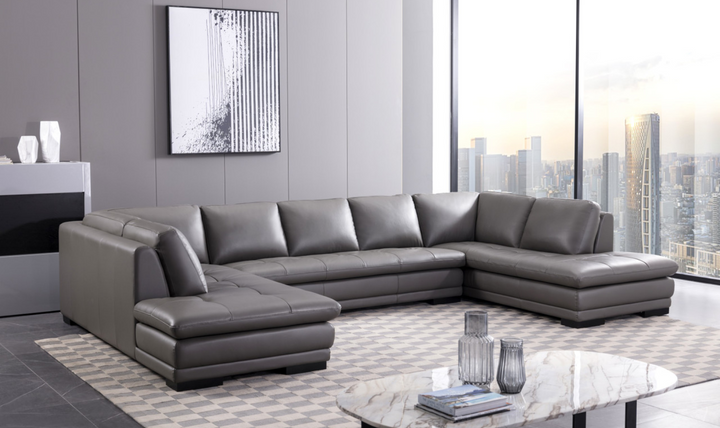 Gio Italia U-Shape Leather Sectional Sofa With Two Color Options-Jennifer Furniture