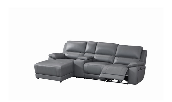 Gio Italia Living Room Set Hailey Adobe Leather Power Recliner Sofa in Gray-Jennifer Furniture