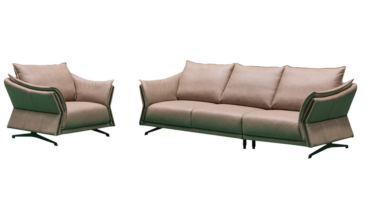 Klaussner Giada 3-Seater Brown Leather Sofa with Attached Back Cushion