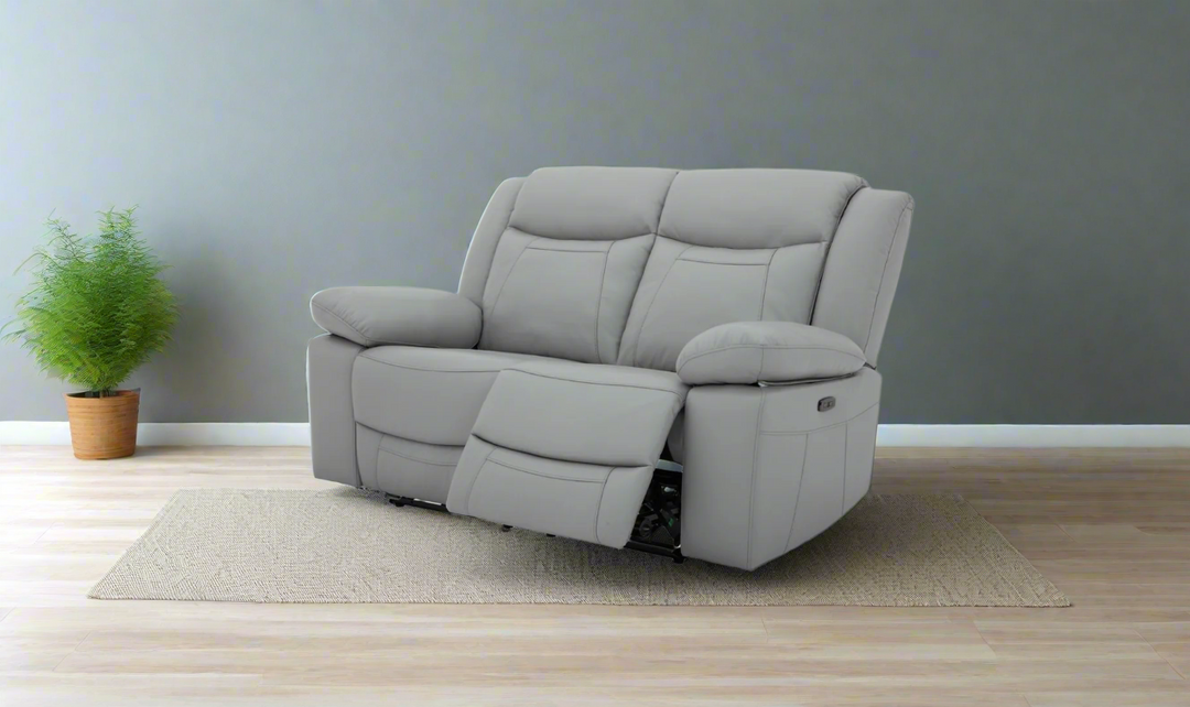 Gio Italia Wyatt Leather Loveseat in Light Grey-Jennifer Furniture