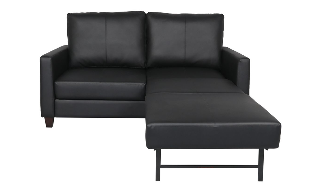 Cuddle Queen Leather Sleeper Sofa With Wood and Chrome Legs