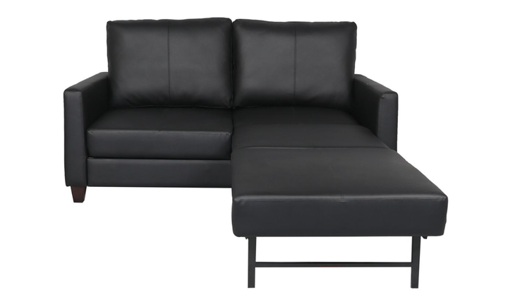 Cuddle Queen Leather Sleeper Sofa With Wood and Chrome Legs