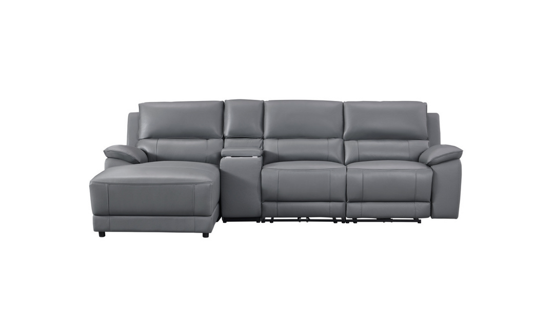 Gio Italia Living Room Set Hailey Adobe Leather Power Recliner Sofa in Gray-Jennifer Furniture