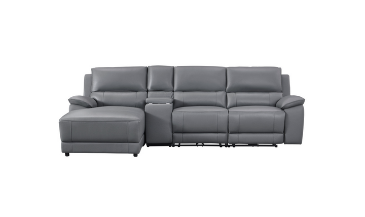 Gio Italia Living Room Set Hailey Adobe Leather Power Recliner Sofa in Gray-Jennifer Furniture