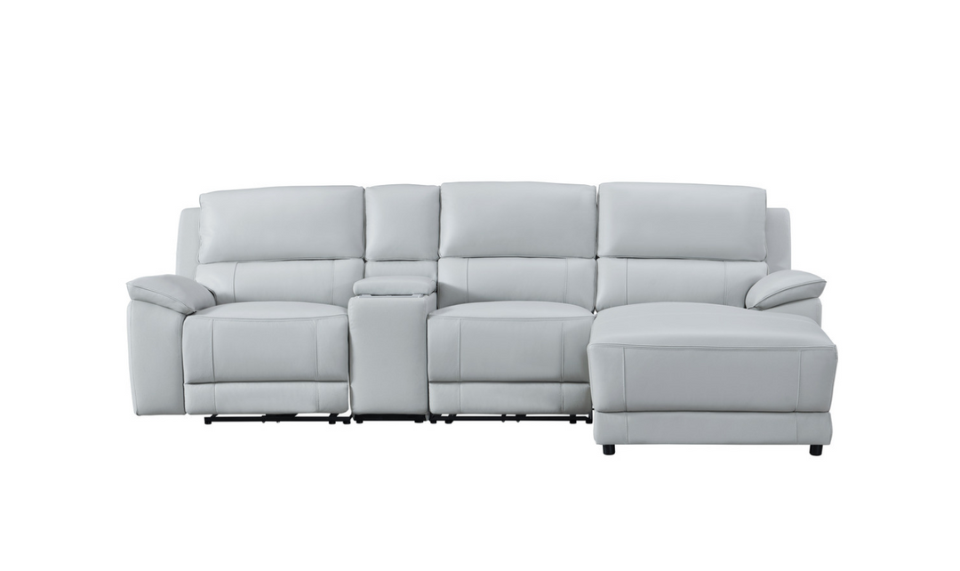 Gio Italia Living Room Set Hailey Smoke Gray Leather Power Recliner Sofa-Jennifer Furniture