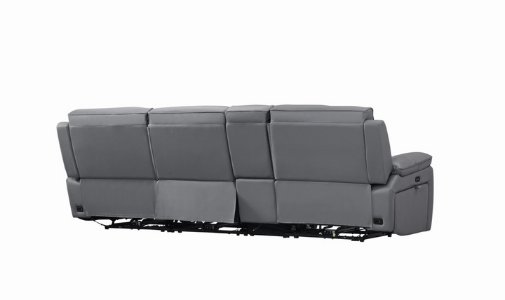 Gio Italia Living Room Set Hailey Adobe Leather Power Recliner Sofa in Gray-Jennifer Furniture