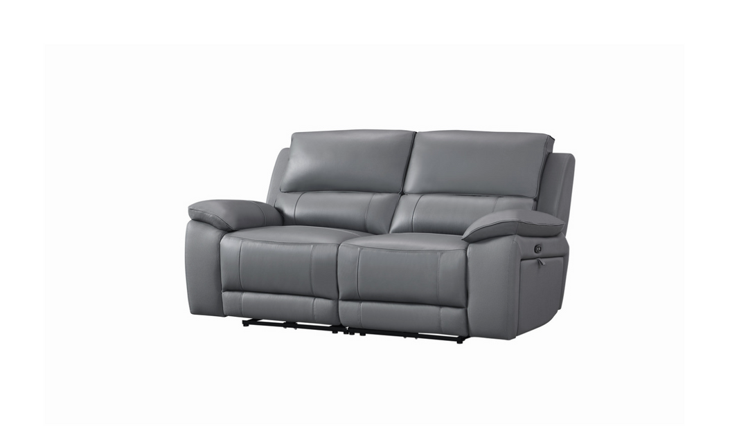 Gio Italia Living Room Set Hailey Adobe Leather Power Recliner Sofa in Gray-Jennifer Furniture