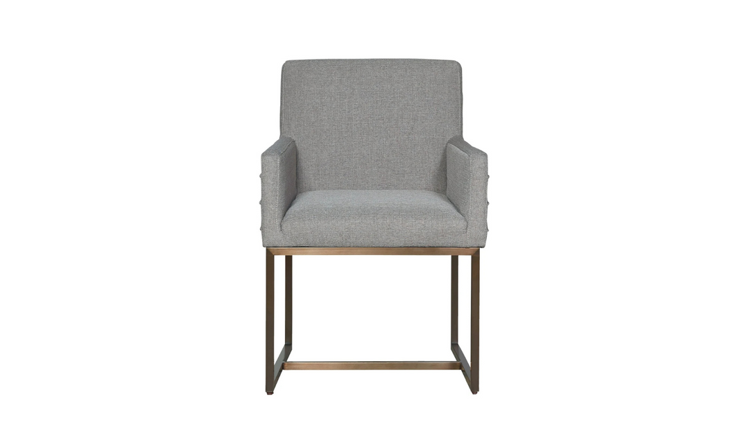 Universal Furniture Cooper Fabric Gray Arm Chair with Bronze-Finished Metal Base