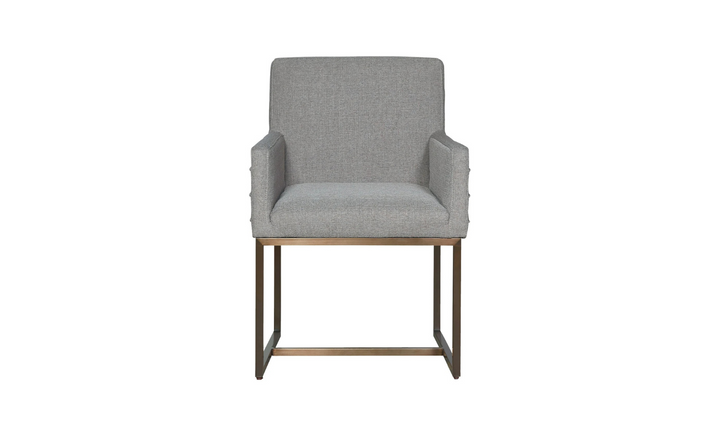 Universal Furniture Cooper Fabric Gray Arm Chair with Bronze-Finished Metal Base