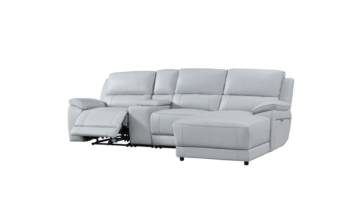 Gio Italia Living Room Set Hailey Smoke Gray Leather Power Recliner Sofa-Jennifer Furniture