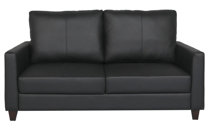 Cuddle Queen Leather Sleeper Sofa With Wood and Chrome Legs