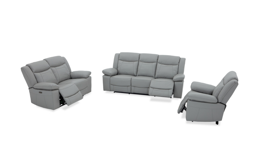 Gio Italia Wyatt Leather Loveseat in Light Grey-Jennifer Furniture