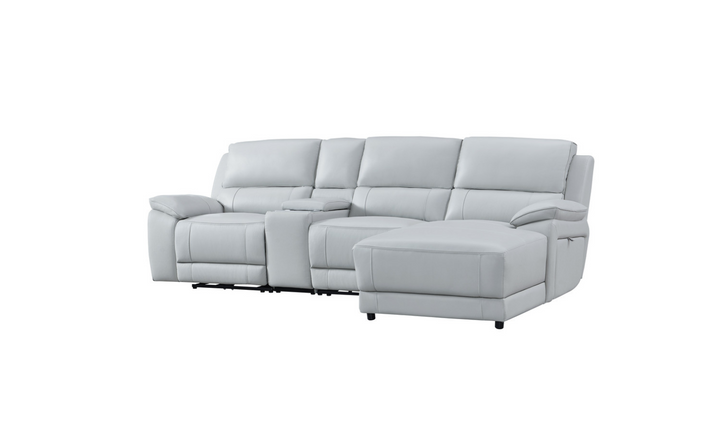 Gio Italia Living Room Set Hailey Smoke Gray Leather Power Recliner Sofa-Jennifer Furniture