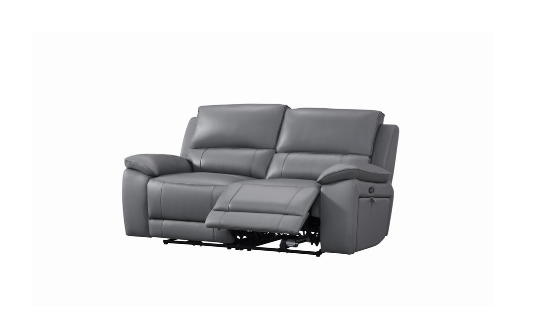 Gio Italia Living Room Set Hailey Adobe Leather Power Recliner Sofa in Gray-Jennifer Furniture