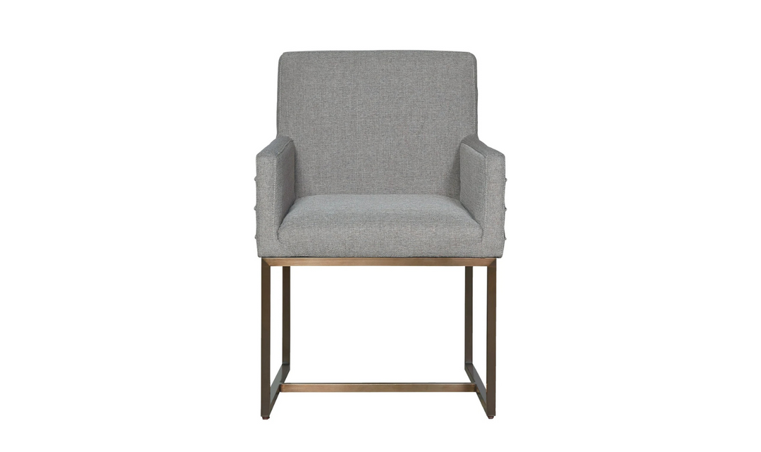 Universal Furniture Cooper Fabric Gray Arm Chair with Bronze-Finished Metal Base