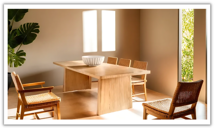 Universal Nomad Dining Table Set in Tan Oak Finish