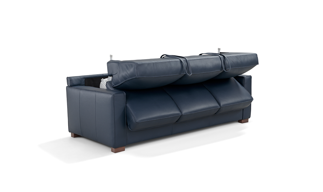 Leather Italia Logan 3-seater Queen Sleeper Sofa In Blue Oxford