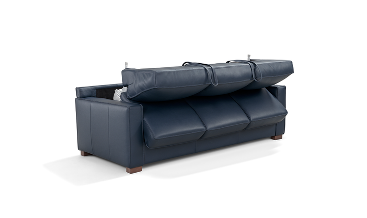 Leather Italia Logan 3-seater Queen Sleeper Sofa In Blue Oxford