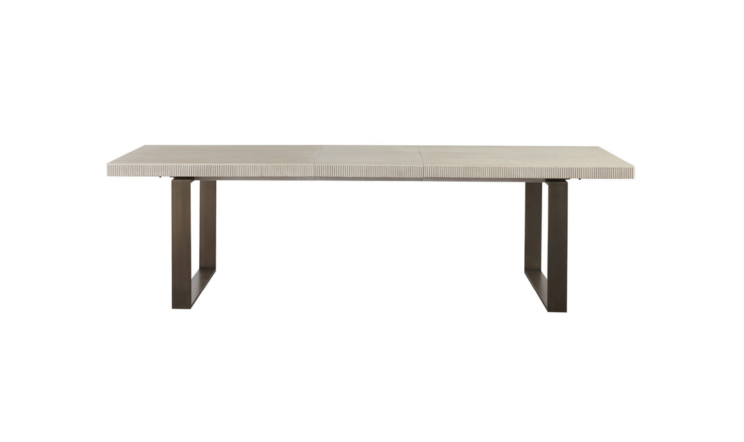 Universal Furniture Robards Brown Rectangular Dining Table with Bronze Finished Base