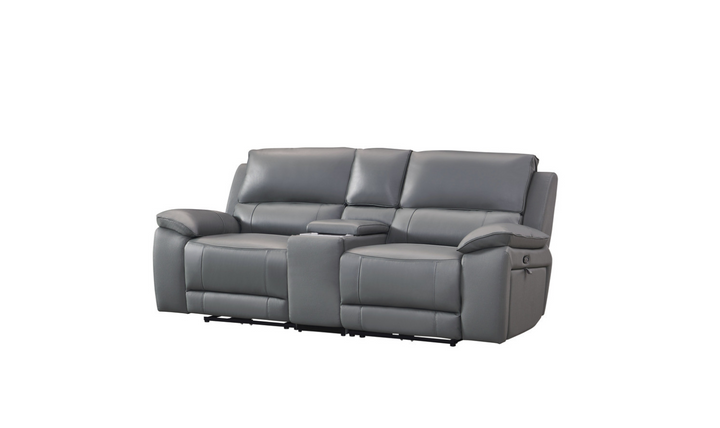 Gio Italia Living Room Set Hailey Adobe Leather Power Recliner Sofa in Gray-Jennifer Furniture