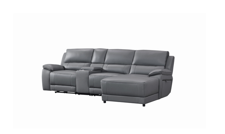 Gio Italia Living Room Set Hailey Adobe Leather Power Recliner Sofa in Gray-Jennifer Furniture