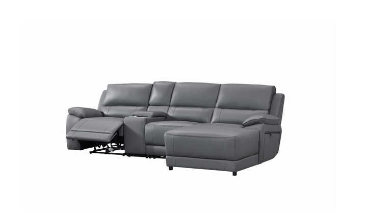 Gio Italia Living Room Set Hailey Adobe Leather Power Recliner Sofa in Gray-Jennifer Furniture