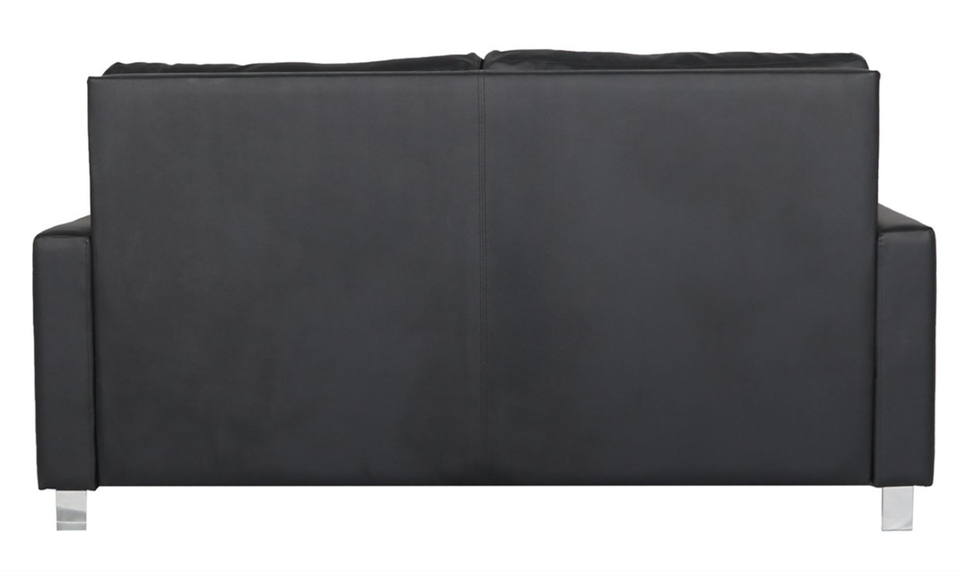 Cuddle Queen Leather Sleeper Sofa With Wood and Chrome Legs