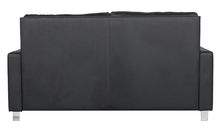 Cuddle Queen Leather Sleeper Sofa With Wood and Chrome Legs