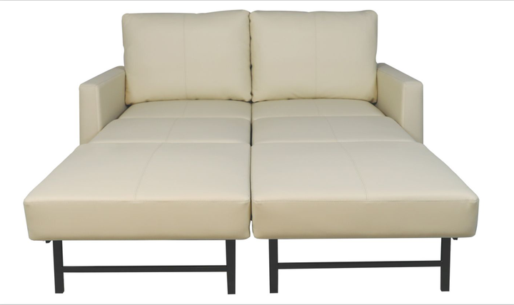 Cuddle Queen Leather Sleeper Sofa With Wood and Chrome Legs