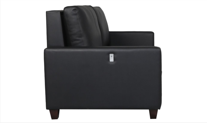 Cuddle Queen Leather Sleeper Sofa With Wood and Chrome Legs
