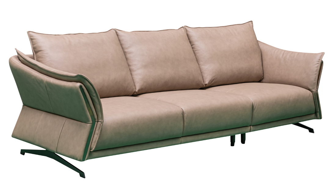 Klaussner Giada 3-Seater Brown Leather Sofa with Attached Back Cushion