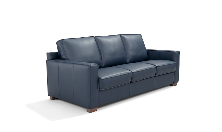 Leather Italia Logan 3-seater Fabric Queen Sleeper Sofa In Blue Oxford
