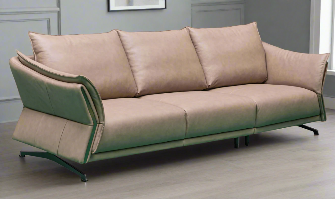 Klaussner Giada 3-Seater Brown Leather Sofa with Attached Back Cushion