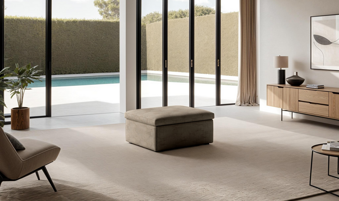 Luonto Otto Cot-Sized Fabric Sleeper Ottoman with Drawer Function